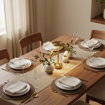 The Solid Linen Table Set